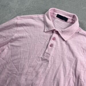 G/FORE Mens Slub Cotton Polo Shirt Pink Short Sleeve Golf Casual Size Large
